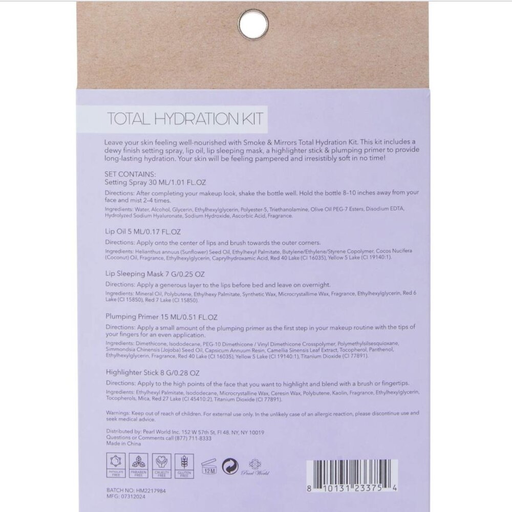 NIB Smoke & Mirrors Total Hydration Kit 5pc Highlighter Plump &Moisture Lip Mask - Picture 4 of 4